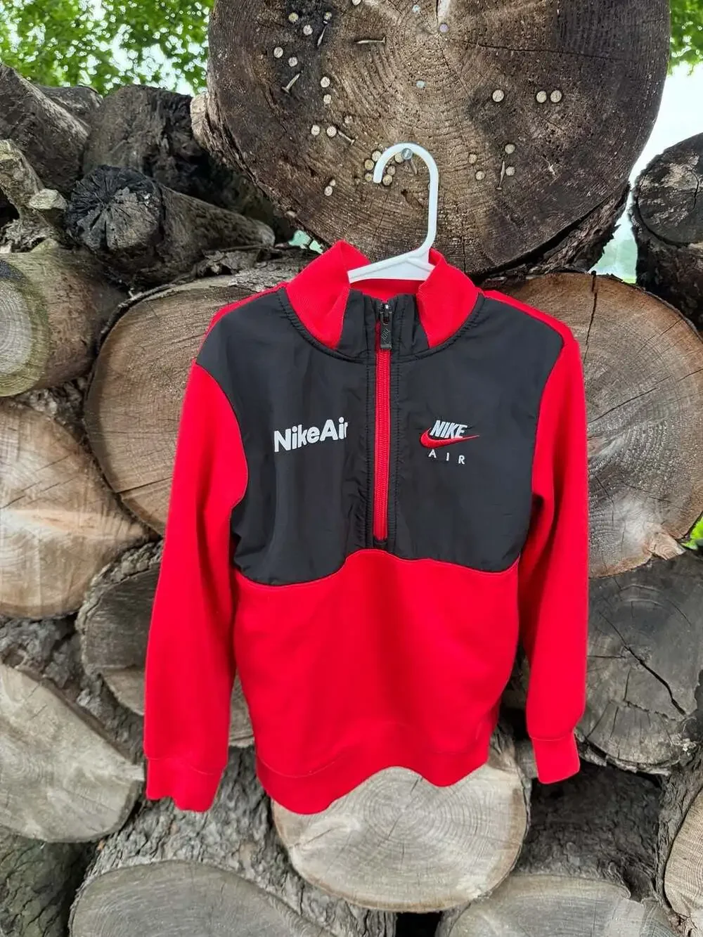 Nike Air Boy's Red and Black Half-Zip Jacket Size 6